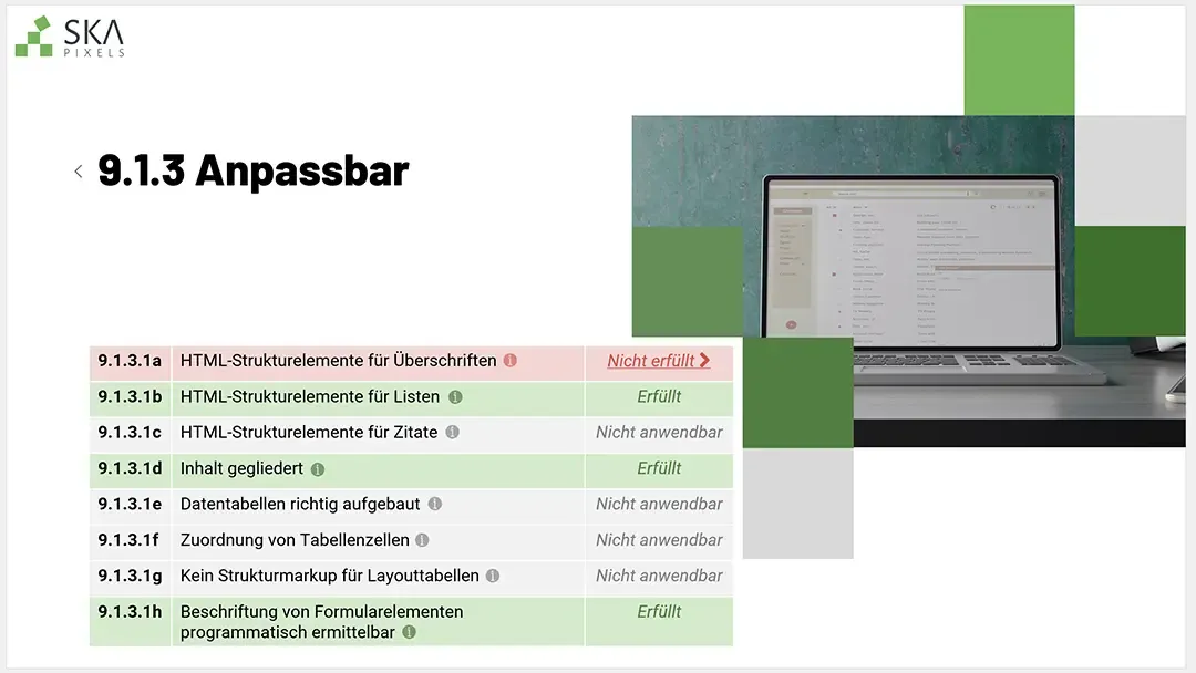 Screenshot: Auszug aus dem Audit-Report