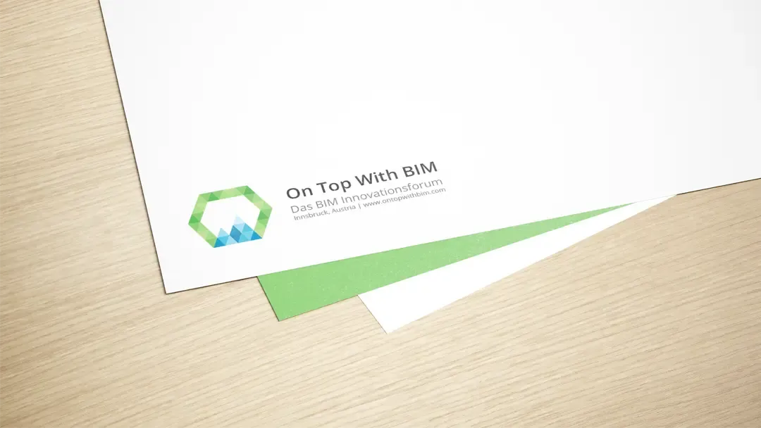 Briefpapier mit dem neuen Logo von On Top With BIM, Das BIM-Innovationsforum