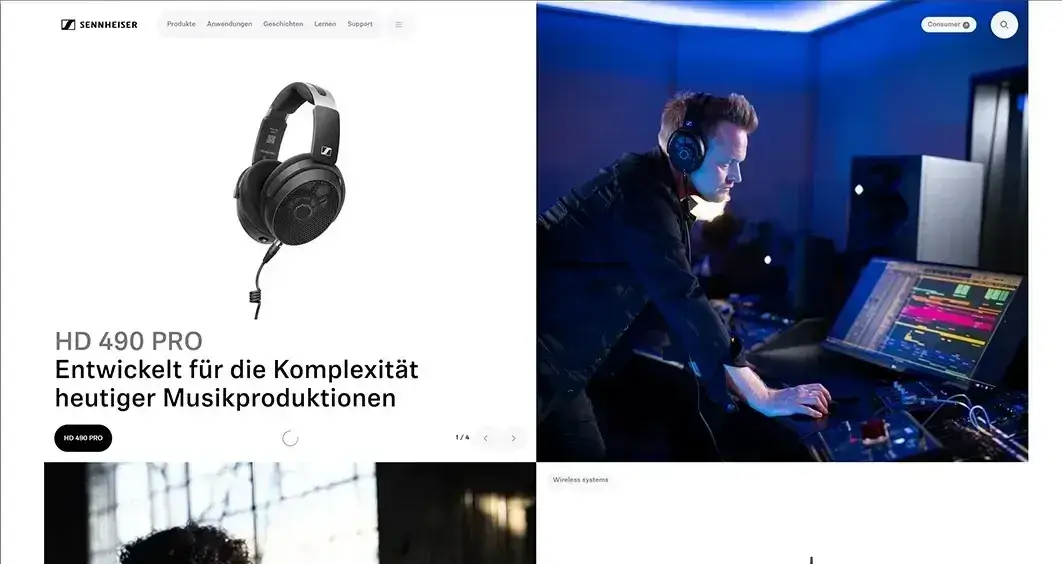 Die neue Sennheiser-Website auf Desktop und Mobil